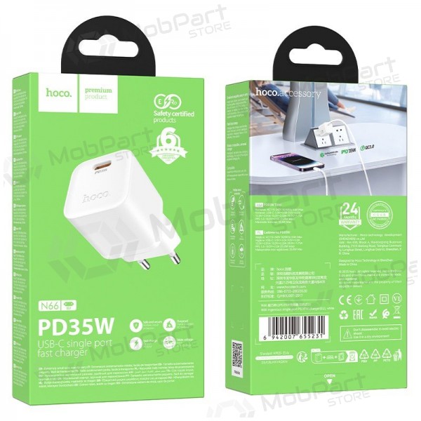 Puhelimen laturi Hoco N66 35 W GaN USB-C valkoinen