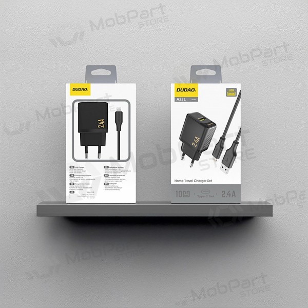 Puhelinlaturi Dudao A23L 12 W USB-A ja USB-A–Lightning-kaapeli 1 m musta