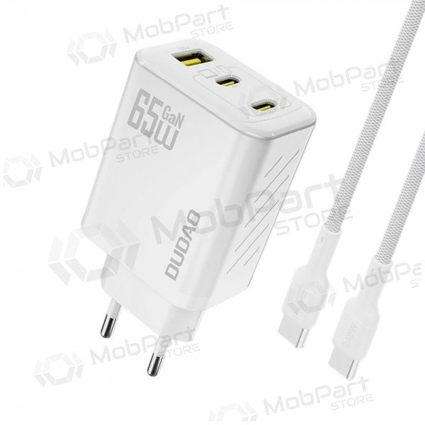 Puhelimen laturi Dudao A28PC 45 W GaN 2x USB-C ja USB-C-kaapeli 1 m musta