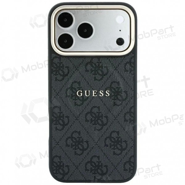 Apple iPhone 18 Pro Max kotelo - Guess PU Leather 4G Gold Frame Embossed MagSafe (musta)