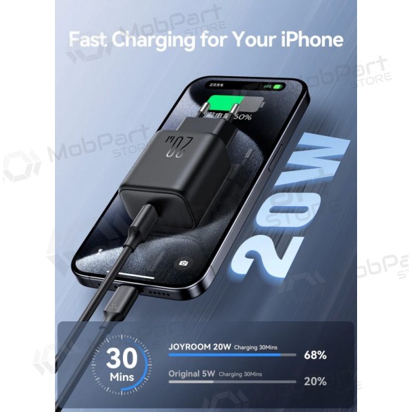 Laturi Joyroom JR-TCF20 USB-C PD20W + USB-C to Lightning cable 1.0m valkoinen