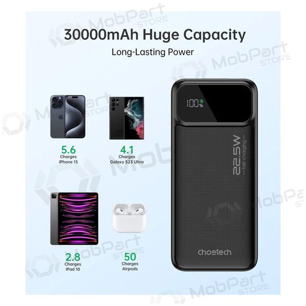 Ulkoinen paristo Power Bank Choetech B730 22.5W 30000mAh musta