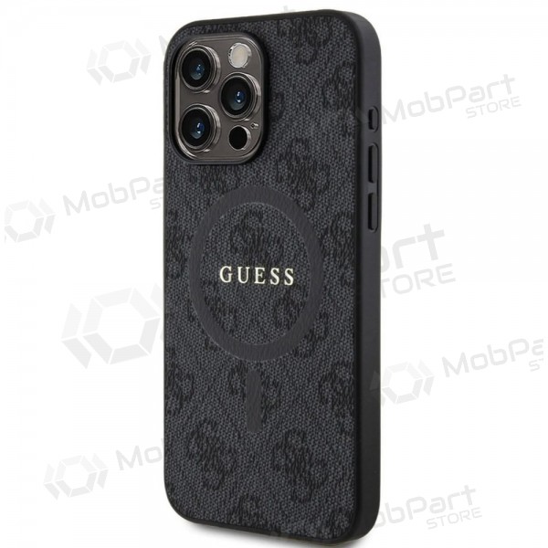 Apple iPhone 15 Pro Max kotelo - Guess PU Leather 4G Colored Ring MagSafe (musta)