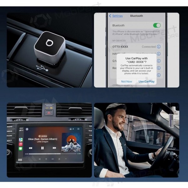 Langaton CarPlay / Android Auto -sovitin Ottocast Mini Cube CP88-T2 hopea