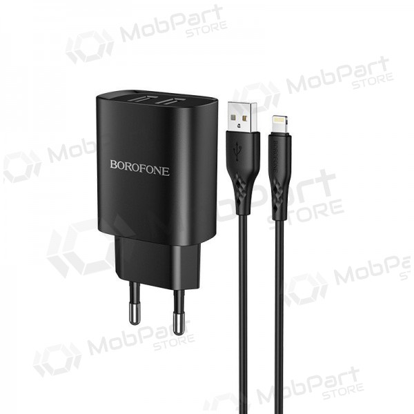 Laturi Borofone BN2 2xUSB 2.1A + Lightning (musta)
