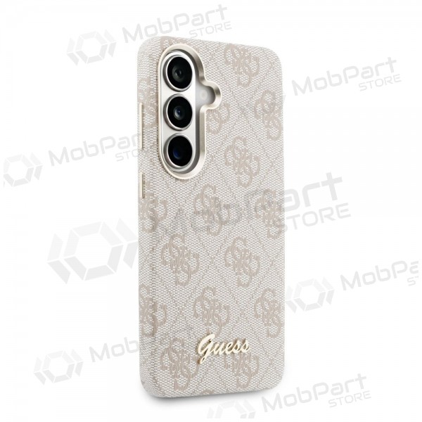Samsung Galaxy S26 kotelo - Guess PU 4G Script Metal Logo Magnetic (vaaleanpunainen)