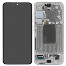 Ekranas Samsung S921 S24 su lietimui jautriu stikliuku ja rėmeliu Marble Grey alkuperäinen (service pack)