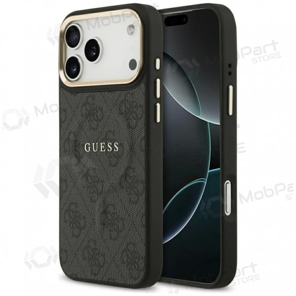 Apple iPhone 17 Pro - Guess PU Leather 4G Gold Frame MagSafe -kotelo (musta)