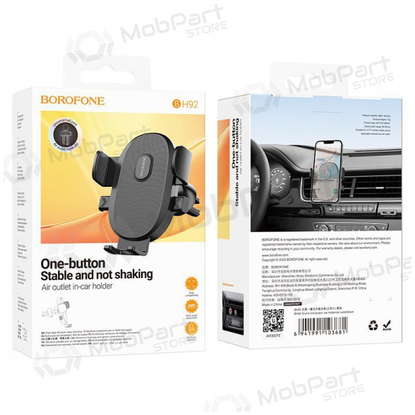 Auton matkapuhelinpidike Borofone BH92 (air vent) musta