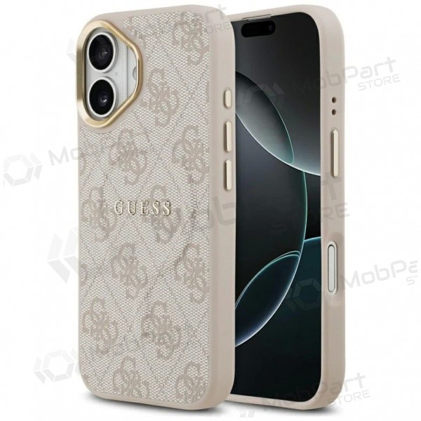 Apple iPhone 17 kotelo - Guess PU Leather 4G Gold Frame MagSafe (vaaleanpunainen)