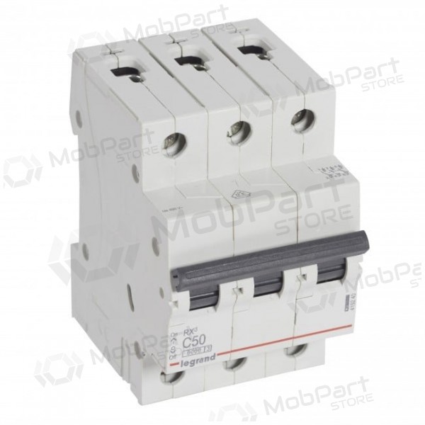 Johdonsuojakatkaisija MCB RX3 Legrand 419240 - (50A, 3P, 230V, 6kA)