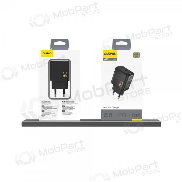 Puhelimen laturi Dudao A27 25 W GaN USB-C musta