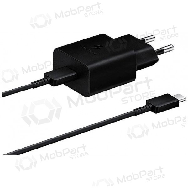 Laturi alkuperäinen Samsung EP-T1510XBEGEU 15W + kaapeli Type-C 1m pakkauksessa musta
