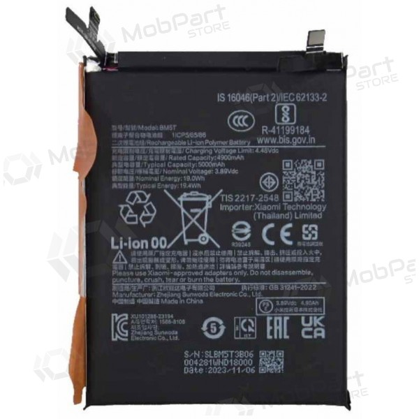 Xiaomi 13T, 14T, Poco X6 Pro, Poco M6 Pro 4G, Redmi Note 13 Pro 4G akku (BM5T) (Premium)