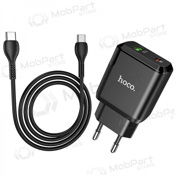 Laturi Hoco N5 USB Quick Charge 3.0 + PD 20W (3.1A) + Type-C-Type-C (musta)