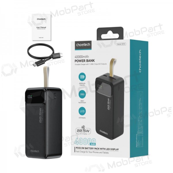 Ulkoinen paristo Power Bank Choetech B731 22.5W 40000mAh musta