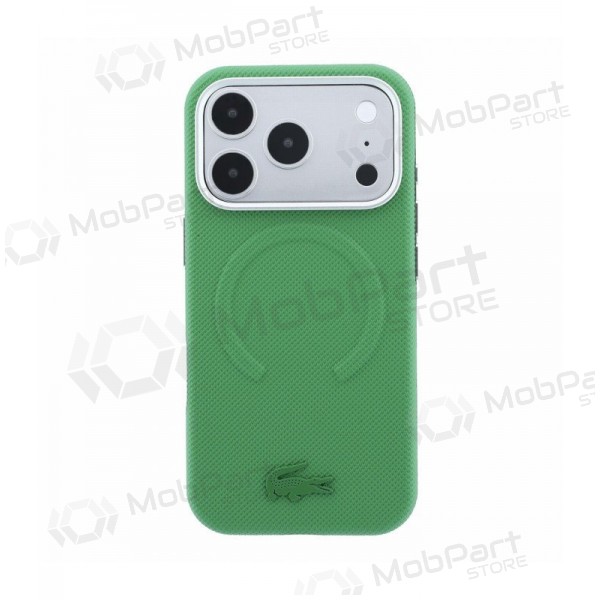 Apple iPhone 18 Pro kotelo - Lacoste PVC Petit Pique Semi Wrap Embossed MagSafe (vihreä)