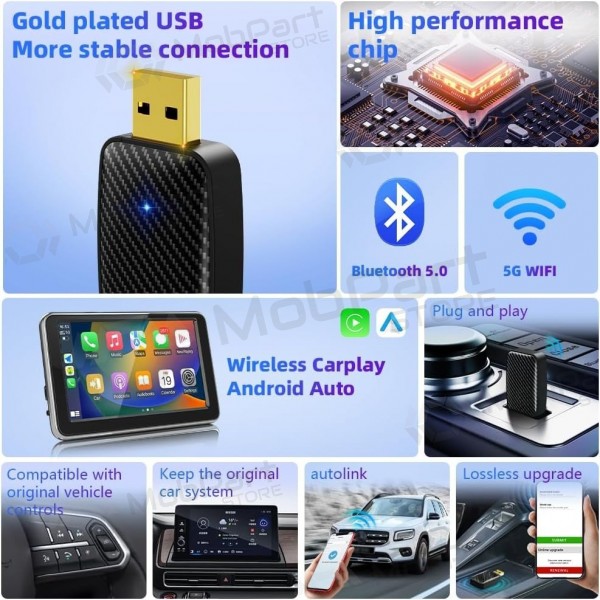 Langaton CarPlay/Android Auto sovitin Reach U4 musta