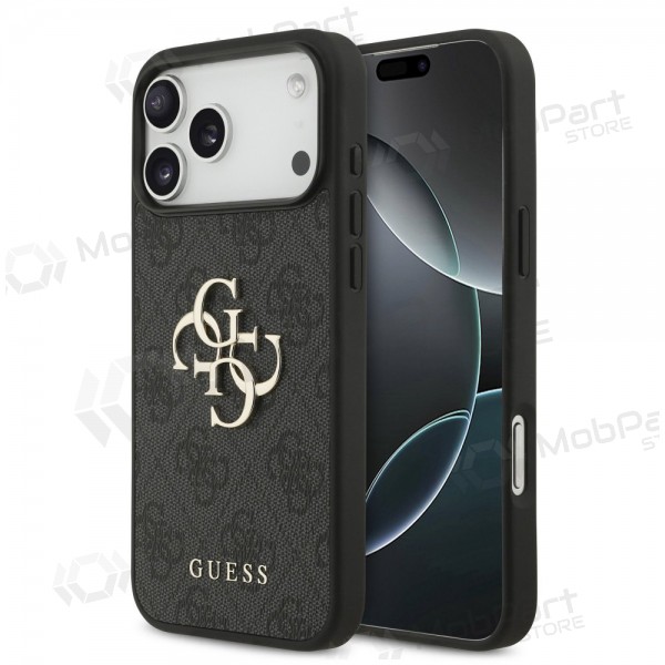Apple iPhone 17 Pro Max - Guess PU 4G Metal Logo kotelo (harmaa)