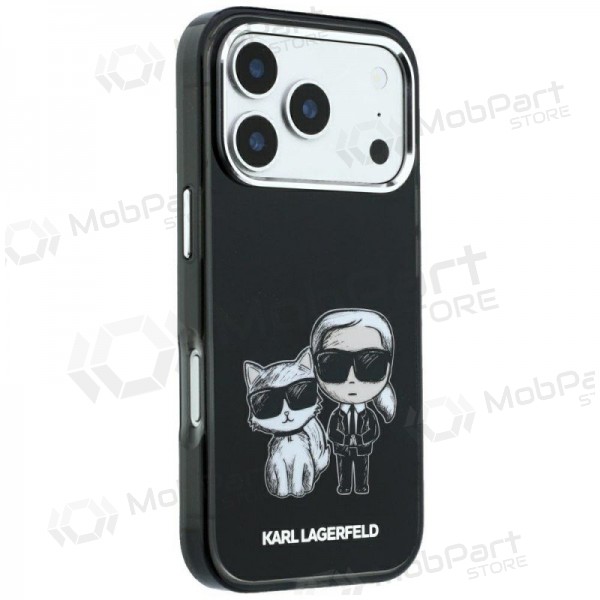 Apple iPhone 18 Pro kotelo - Karl Lagerfeld PU Semi Wrap Smooth Sketch Bodies MagSafe (musta)