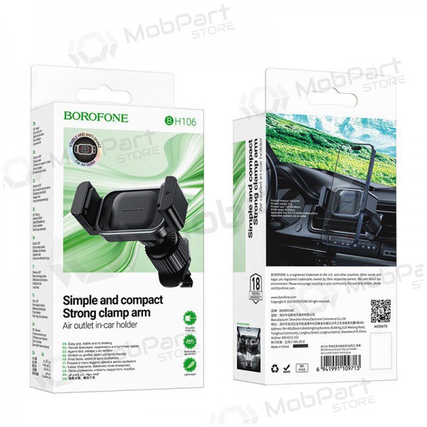 Auton matkapuhelinpidike Borofone BH106 (air vent) musta
