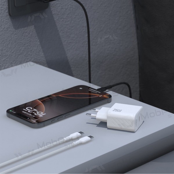 Laturi Dudao A27C GaN 25W USB-C + USB-C to USB-C -kaapeli 1.0m musta