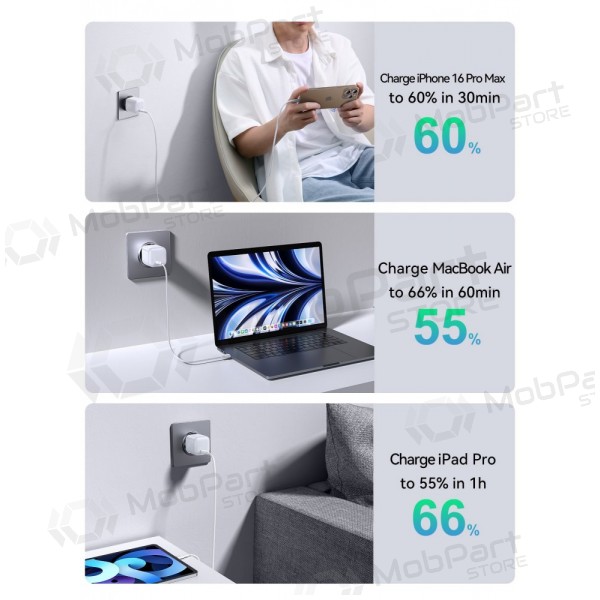 Laturi Joyroom JR-TCG15 30W GaN USB-C valkoinen