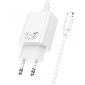 Puhelimen laturi Hoco N60 GaN USB-C USB-C-kaapelilla 1 m valkoinen