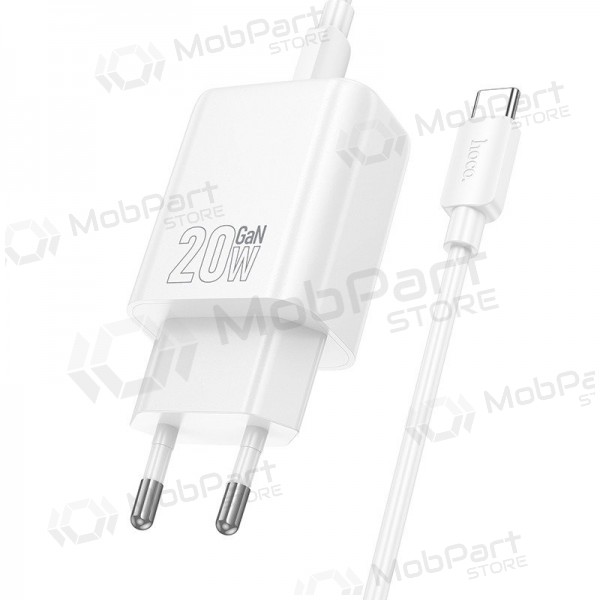 Puhelimen laturi Hoco N60 GaN USB-C USB-C-kaapelilla 1 m valkoinen