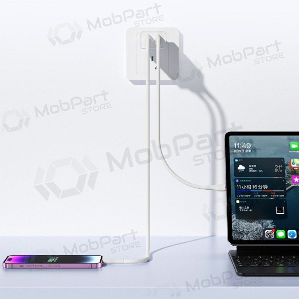 Laturi Awei C15L-EU 2xUSB-A 10W + USB to Lightning cable valkoinen