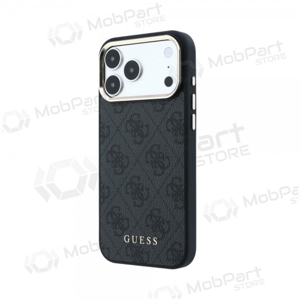Apple iPhone 18 Pro Max kotelo - Guess PU Leather 4G Gold Frame MagSafe (musta)