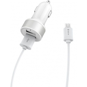 Laturi automobilinis Devia Smart x 2 USB (2.4A) + microUSB (valkoinen)