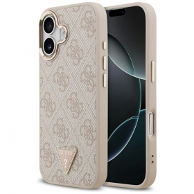 Apple iPhone 17 kotelo - Guess PU Leather 4G Strass Triangle Logo Gold Frame MagSafe