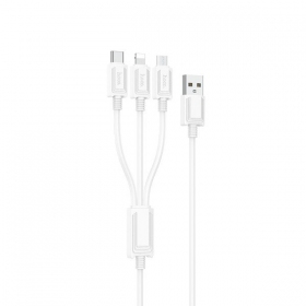 USB kaapeli Hoco X74 3in1 microUSB-Lightning-Type-C 1.0m (valkoinen)