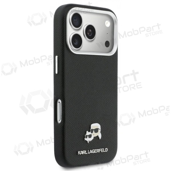 Apple iPhone 17 Pro kotelo - Karl Lagerfeld PU Karl and Choupette Heads Pins MagSafe (musta)
