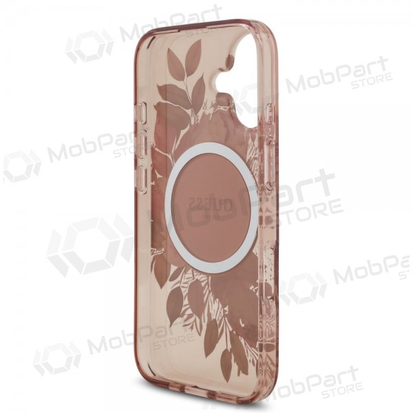 Apple iPhone 17 kotelo - Guess IML Flowers Strap MagSafe (vaaleanpunainen)
