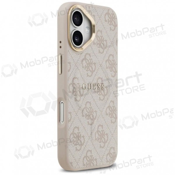 Apple iPhone 17 kotelo - Guess PU Leather 4G Gold Frame MagSafe (vaaleanpunainen)