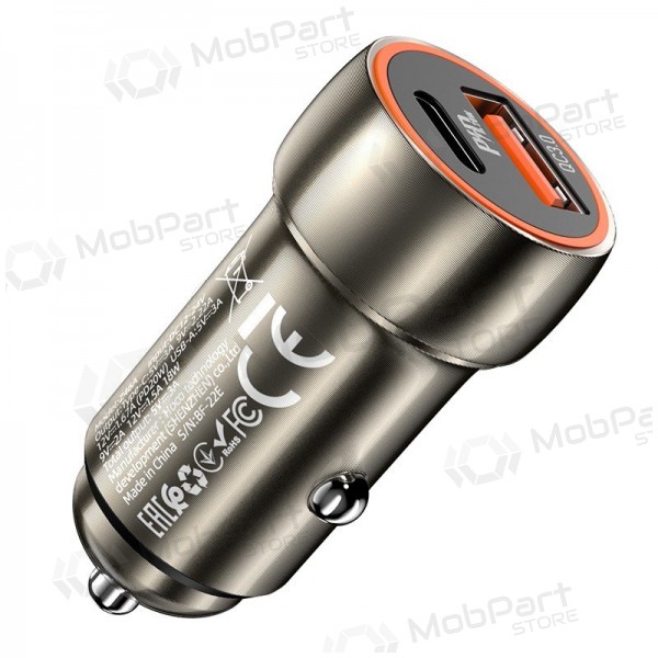 Laturi automobilinis Hoco Z46A USB-A/Type-C PD20W+QC3.0 harmaa