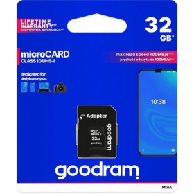 Muistikortti GOODRAM MicroSD 32GB (class10 UHS-I) + SD Sovitin
