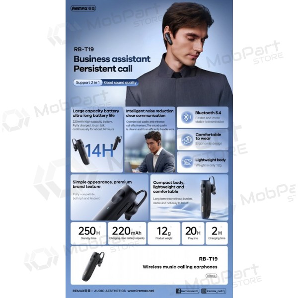 Langaton handsfree Remax RB-T19 musta