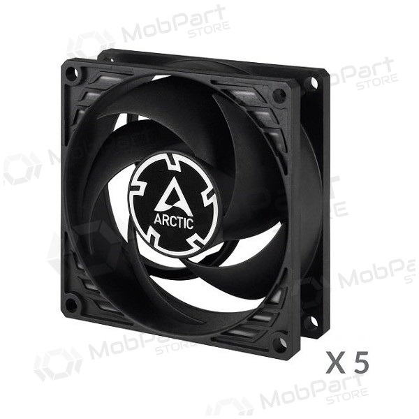 ARCTIC P8 Silent ypač tylūs korpuso ventiliatoriai, 3-pin, 80mm, juodi, 5 kpl.