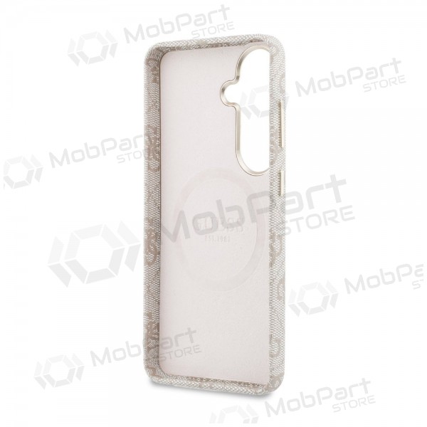 Samsung Galaxy S26 kotelo - Guess PU 4G Script Metal Logo Magnetic (vaaleanpunainen)