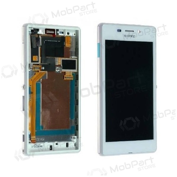 Sony Xperia M2 D2303 / M2 D2305 / M2 Aqua D2403 näyttö (valkoinen) (kehyksellä) (service pack) (alkuperäinen)