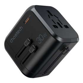 Yleinen kelioninis laturi Choetech PD5008 30W USB-C/3xUSB-A musta
