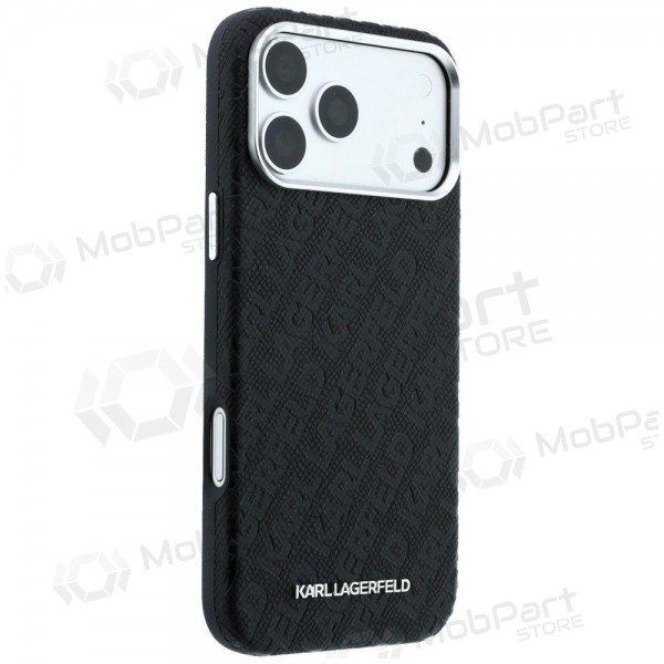Apple iPhone 18 Pro Max kotelo - Karl Lagerfeld PU Grained Allover Semi Wrap MagSafe (musta)