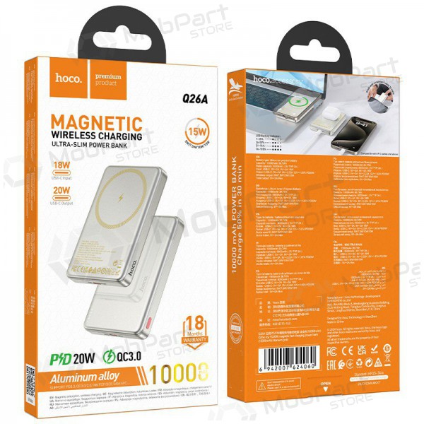 Ulkoinen paristo Power Bank Hoco Q26A PD20W Magnetic 10000mAh kultainen