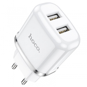 Laturi Hoco N4 2 USB-liitännällä (2.4A) (valkoinen)