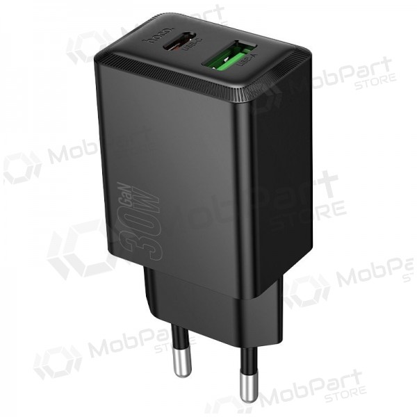Puhelimen laturi Hoco N71 30 W GaN USB-C + USB-A musta