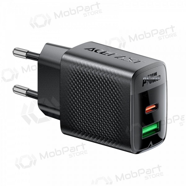 Laturi Acefast A98 30W GaN USB-C/USB-A musta
