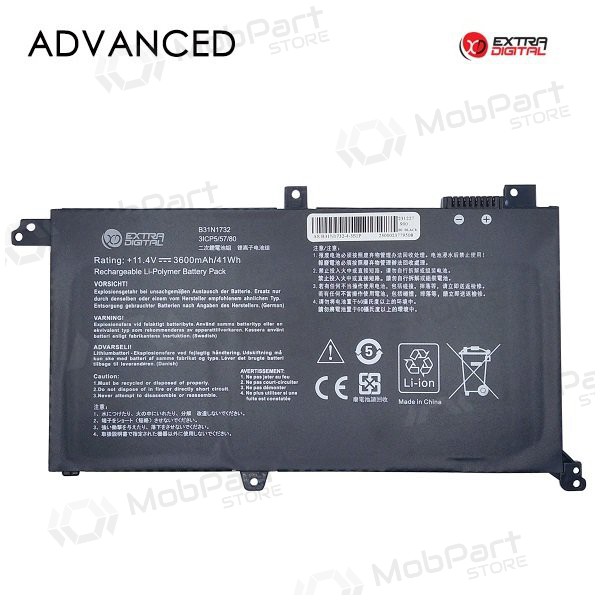 ASUS B31N1732, 3600mAh kannettavan tietokoneen akku, Advanced ASUS B31N1732, 3600mAh kannettavan tietokoneen akku, Advanced